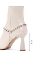 Women's Beige Leather Zippered Chain Heeled Classic Boots | Derimod Women's Beige Leather Zippered Chain Heeled Classic Boots | Derimod