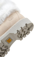 Caterpillar Women's Beige Utah Fur Nubuck Leather Lace Up Boots | Derimod Caterpillar Women's Beige Utah Fur Nubuck Leather Lace Up Boots | Derimod