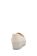 Women's Beige Leather Thick Soled Comfort Shoes | Derimod Women's Beige Leather Thick Soled Comfort Shoes | Derimod