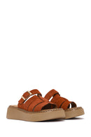 Women's Cinnamon Thick Soled Suede Leather Comfort Slippers | Derimod Women's Cinnamon Thick Soled Suede Leather Comfort Slippers | Derimod