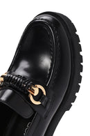 Kadın Siyah Deri Rugan Maskülen Loafer | Derimod Kadın Siyah Deri Rugan Maskülen Loafer | Derimod