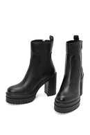 Women's Black Zipper High Thick Heel Boots | Derimod Women's Black Zipper High Thick Heel Boots | Derimod