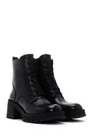 Women's Black Leather Zippered Heeled Boots | Derimod Women's Black Leather Zippered Heeled Boots | Derimod
