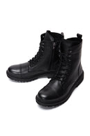 Men's Black Leather Zippered Boots | Derimod Men's Black Leather Zippered Boots | Derimod