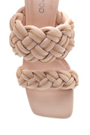 Women's Beige Knitted Heeled Slippers | Derimod Women's Beige Knitted Heeled Slippers | Derimod