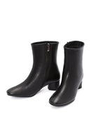 Women's Black Zippered Short Thick Heeled Leather Boots | Derimod Women's Black Zippered Short Thick Heeled Leather Boots | Derimod