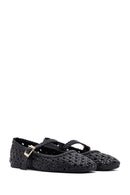 Women's Black Buckled Braided Ballerinas | Derimod Women's Black Buckled Braided Ballerinas | Derimod
