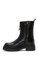 Woman Black Zippered Thick Sole Leather Boat | Derimod Woman Black Zippered Thick Sole Leather Boat | Derimod