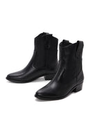Women's Black Leather Cowboy Boots | Derimod Women's Black Leather Cowboy Boots | Derimod
