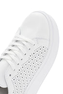Women's White Thick Sole Lace Up Leather Sneaker | Derimod Women's White Thick Sole Lace Up Leather Sneaker | Derimod