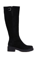 Kadın Kemerli Süet Deri Çizme | Derimod Kadın Kemerli Süet Deri Çizme | Derimod