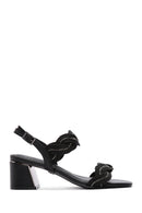 Women's Black Braided Chunky Low Heel Sandals | Derimod Women's Black Braided Chunky Low Heel Sandals | Derimod