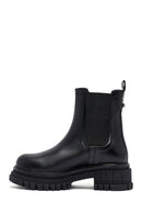 Woman Black Thick Sole Leather Chelsea Boots | Derimod Woman Black Thick Sole Leather Chelsea Boots | Derimod