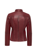 Lydia Women's Red Regular Short Leather Jacket | Derimod Lydia Women's Red Regular Short Leather Jacket | Derimod
