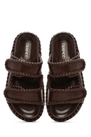 Women's Brown Strappy Slippers | Derimod Women's Brown Strappy Slippers | Derimod