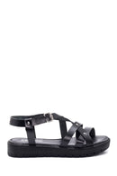 Women's Black Leather Flat Bodrum Sandals | Derimod Women's Black Leather Flat Bodrum Sandals | Derimod