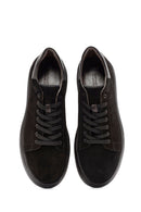 Men's Black Lace-Up Suede Leather Sneaker | Derimod Men's Black Lace-Up Suede Leather Sneaker | Derimod