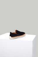 Navy Blue Suede Leather Men's Espadrille | Derimod Navy Blue Suede Leather Men's Espadrille | Derimod