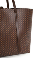 Woman Brown Accessory-Detail Printed Shoulder Bag | Derimod Woman Brown Accessory-Detail Printed Shoulder Bag | Derimod