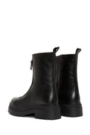 Woman Black Zippered Thick Sole Leather Boat | Derimod Woman Black Zippered Thick Sole Leather Boat | Derimod