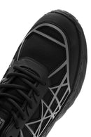Erkek Siyah Bağcıklı Kalın Tabanlı Kumaş Sneaker | Derimod Erkek Siyah Bağcıklı Kalın Tabanlı Kumaş Sneaker | Derimod