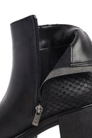 Women's Black Zippered Thick Heeled Leather Boot | Derimod Women's Black Zippered Thick Heeled Leather Boot | Derimod