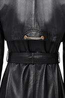 Jenny -X Women's Black Belt Detailed Leather Trench Coat | Derimod Jenny -X Women's Black Belt Detailed Leather Trench Coat | Derimod