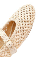 Women's Beige Straw Ballerinas | Derimod Women's Beige Straw Ballerinas | Derimod