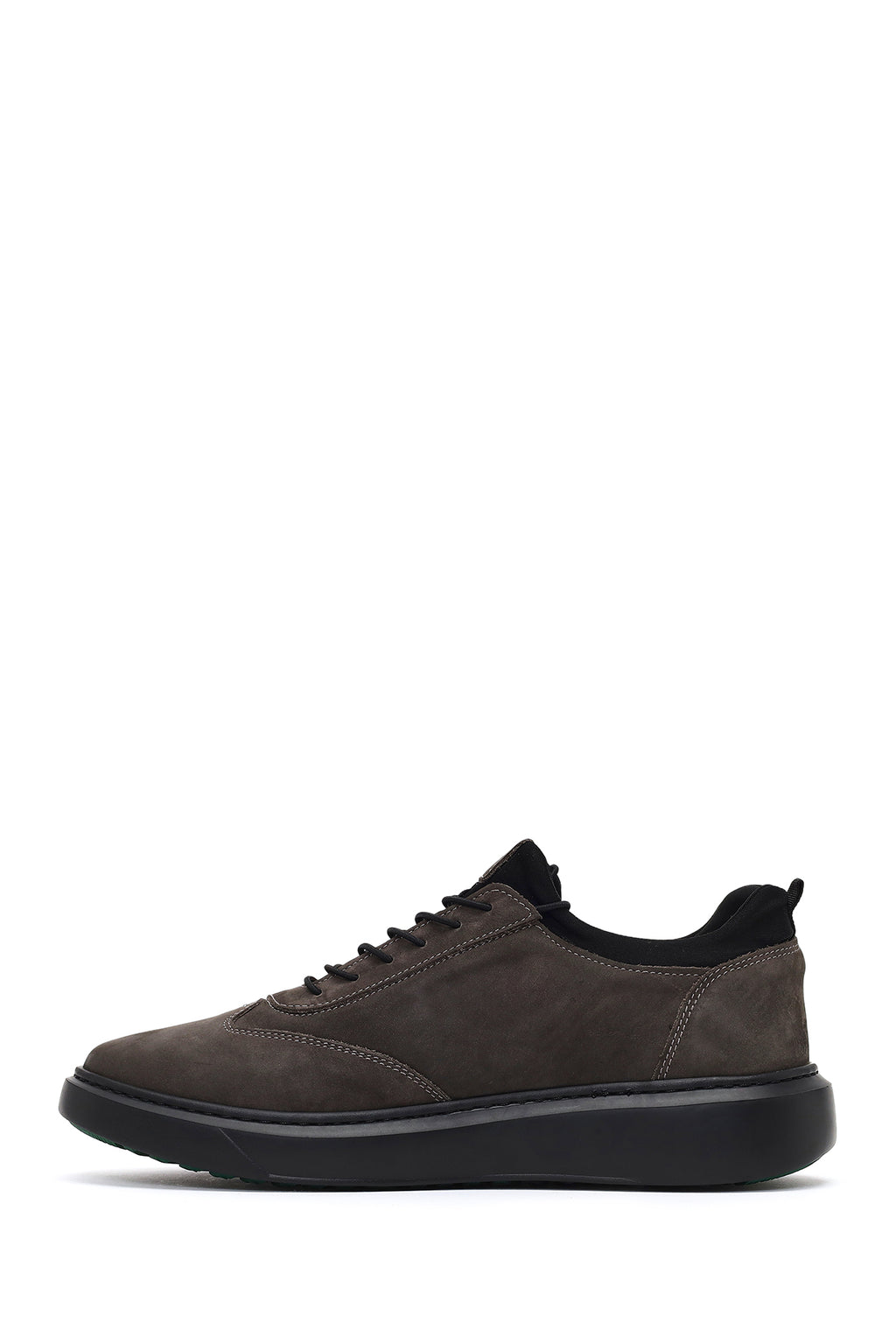 Erkek Gri Bağcıklı Nubuk Deri Sneaker