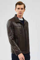 Hugo Men's Mink Leather Jacket | Derimod Hugo Men's Mink Leather Jacket | Derimod