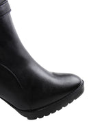 Women's Black Buckle Heeled Boots | Derimod Women's Black Buckle Heeled Boots | Derimod