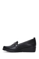 Women's Black Wedge Heel Leather Loafer | Derimod Women's Black Wedge Heel Leather Loafer | Derimod