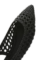 Women's Black Braided Open Back Ballerinas | Derimod Women's Black Braided Open Back Ballerinas | Derimod