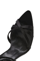 Women's Black Ankle Strap Chain Detail Satin Leather Thin High Heel Sandals | Derimod Women's Black Ankle Strap Chain Detail Satin Leather Thin High Heel Sandals | Derimod