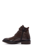 Men's Brown Zippered Leather Casual Boots | Derimod Men's Brown Zippered Leather Casual Boots | Derimod