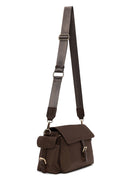 Woman Brown Fabric Crossbody Bag | Derimod Woman Brown Fabric Crossbody Bag | Derimod