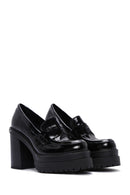 Women's Black Thick Heeled Leather Masculine Loafer | Derimod Women's Black Thick Heeled Leather Masculine Loafer | Derimod