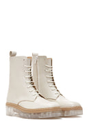 Women's Beige Leather Boots | Derimod Women's Beige Leather Boots | Derimod