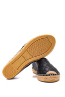 Kadın Siyah Deri Kapitone Espadril | Derimod Kadın Siyah Deri Kapitone Espadril | Derimod
