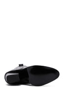 Women's Black Leather Heeled Cowboy Boots | Derimod Women's Black Leather Heeled Cowboy Boots | Derimod