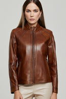 Grace Women's Leather Jacket | Derimod Grace Women's Leather Jacket | Derimod