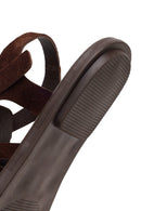 Woman Brown Buckled Suede Leather Sandals | Derimod Woman Brown Buckled Suede Leather Sandals | Derimod