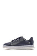 Erkek Lacivert Bağcıklı Deri Sneaker | Derimod Erkek Lacivert Bağcıklı Deri Sneaker | Derimod