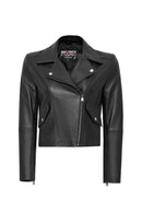 Smart Women's Black Hooded Biker Leather Jacket | Derimod Smart Women's Black Hooded Biker Leather Jacket | Derimod