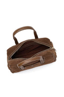 Woman Brown Long-Strap Suede Shoulder Bag | Derimod Woman Brown Long-Strap Suede Shoulder Bag | Derimod