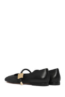 Women's Black Buckle Detailed Leather Ballerinas | Derimod Women's Black Buckle Detailed Leather Ballerinas | Derimod