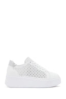 Women's White Thick Sole Lace Up Leather Sneaker | Derimod Women's White Thick Sole Lace Up Leather Sneaker | Derimod
