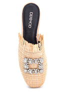 Women's Stone Detailed Straw Slippers | Derimod Women's Stone Detailed Straw Slippers | Derimod
