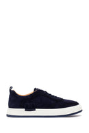 Male Navy Lace-up Thick-soled Suede Leather Sneaker | Derimod Male Navy Lace-up Thick-soled Suede Leather Sneaker | Derimod