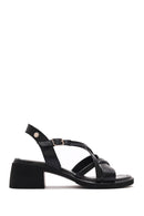 Women's Black Ankle Buckle Low Heeled Leather Sandals | Derimod Women's Black Ankle Buckle Low Heeled Leather Sandals | Derimod
